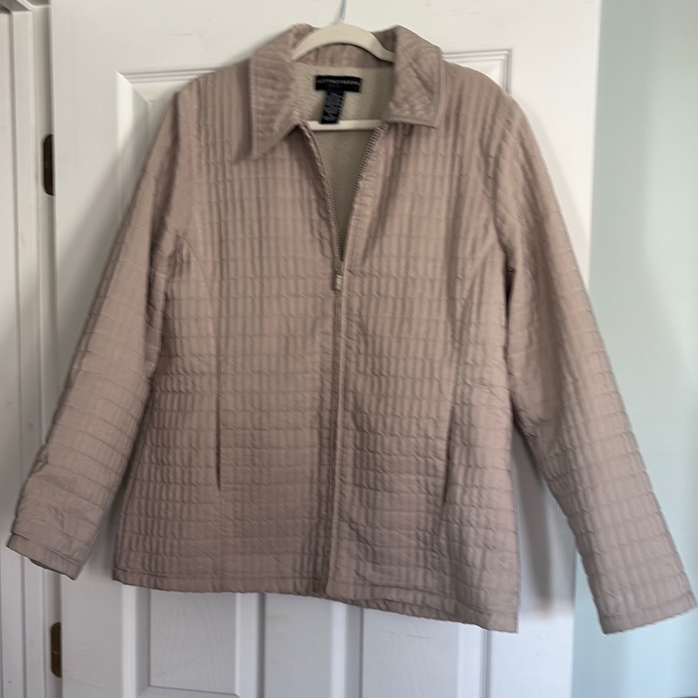 Geoffrey Beene Tan Utility Jacket Quilted Zip-Up